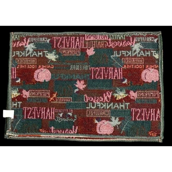 Tapestry Placemats 13" x 18" Harvest Autumn Fall Words Thanksgiving Set Of 2 - Picture 6 of 8